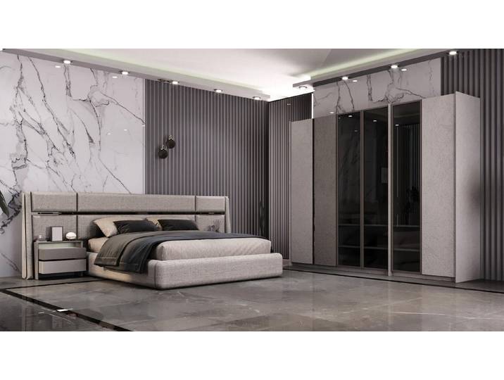 JVmoebel Schlafzimmer-Set Elegantes modernes Schlafzimmermöbel-Set mit Bett und Schrank, (4-tlg)