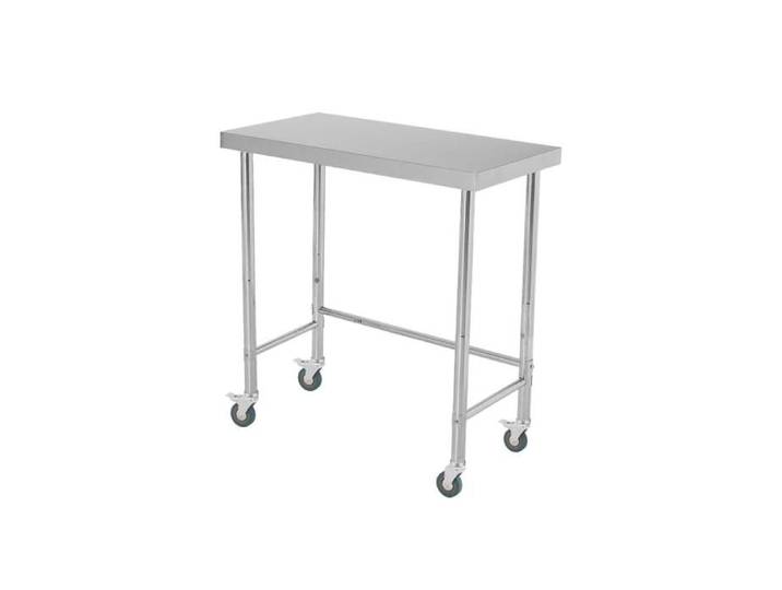 Table préparation inox 18x36x35in pieds ouverts roulettes utilitaire NSF restaurant cuisine