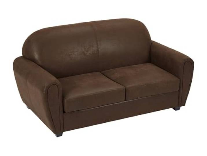 Vente-unique Sofa 3-Sitzer - Stoff - Braun - Victory Mikrofaser mit Pfirsichhaut-Touch Rustikaler Effekt