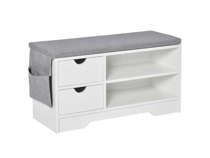 FSX Étagère à chaussures compacte Banc étagère à chaussures en bois Meuble d'entrée pour chaussures Blanc 80 5 x 30 5 x 43 5 cm