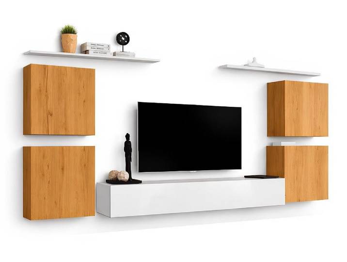 JVmoebel Wohnwand Elegante Holz Wohnwand – modernes Design Möbel fürs Wohnzimmer Sofort, (7-St), Made in Europa