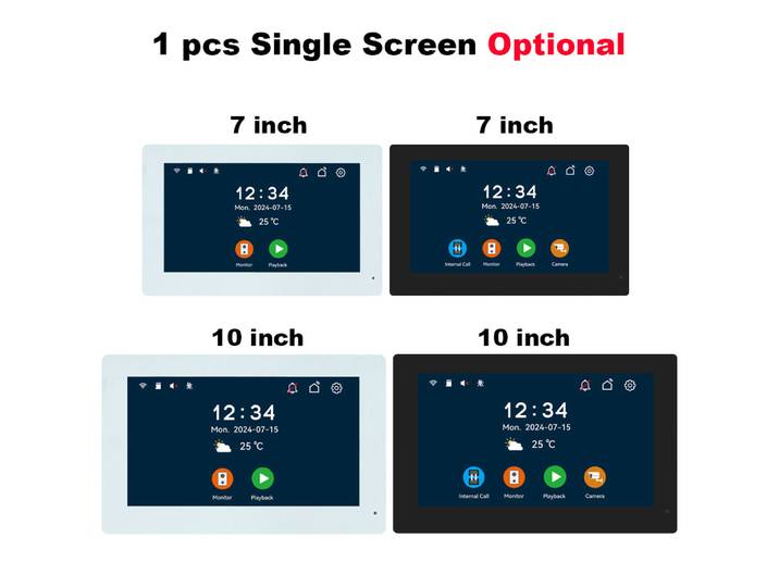 Interphone vidéo intelligent TUYA à 2 fils avec écran LCD de 7/10 pouces en option, avec 1 écran LCD vendu séparément pour le système d'interphone à 2 fils.