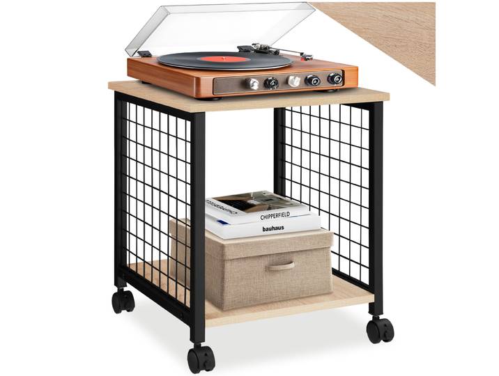 Table d’appoint Gary 40x40x48cm - Bois clair industriel, Chêne Sonoma