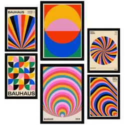 POSTER Set Mit 6 Geometrische Bauhaus Farben In Leuchtenden Farben A3 & A4 Schwarzer Rahmen