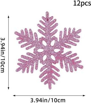 Uplift Treasures Pink Glitter Snowflake Christmas Tree Ornaments Set pink B Style