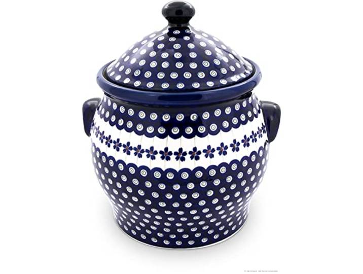 Bunzlauer keramik Original 5 Liter Kartoffeltopf Mehrzwecktopf Keramiktopf mit Deckel und 6 Belüftungslöcher (GU-1101/166a)