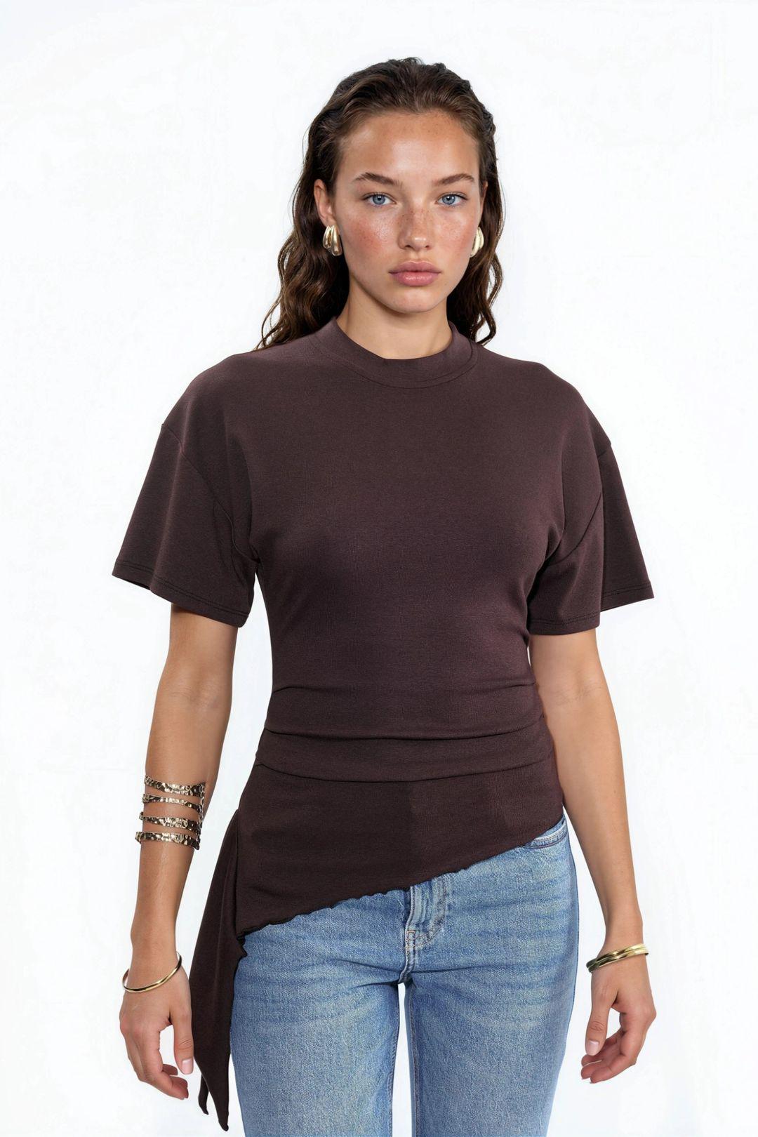 Overmaatse Crew Neck Drape Blouse