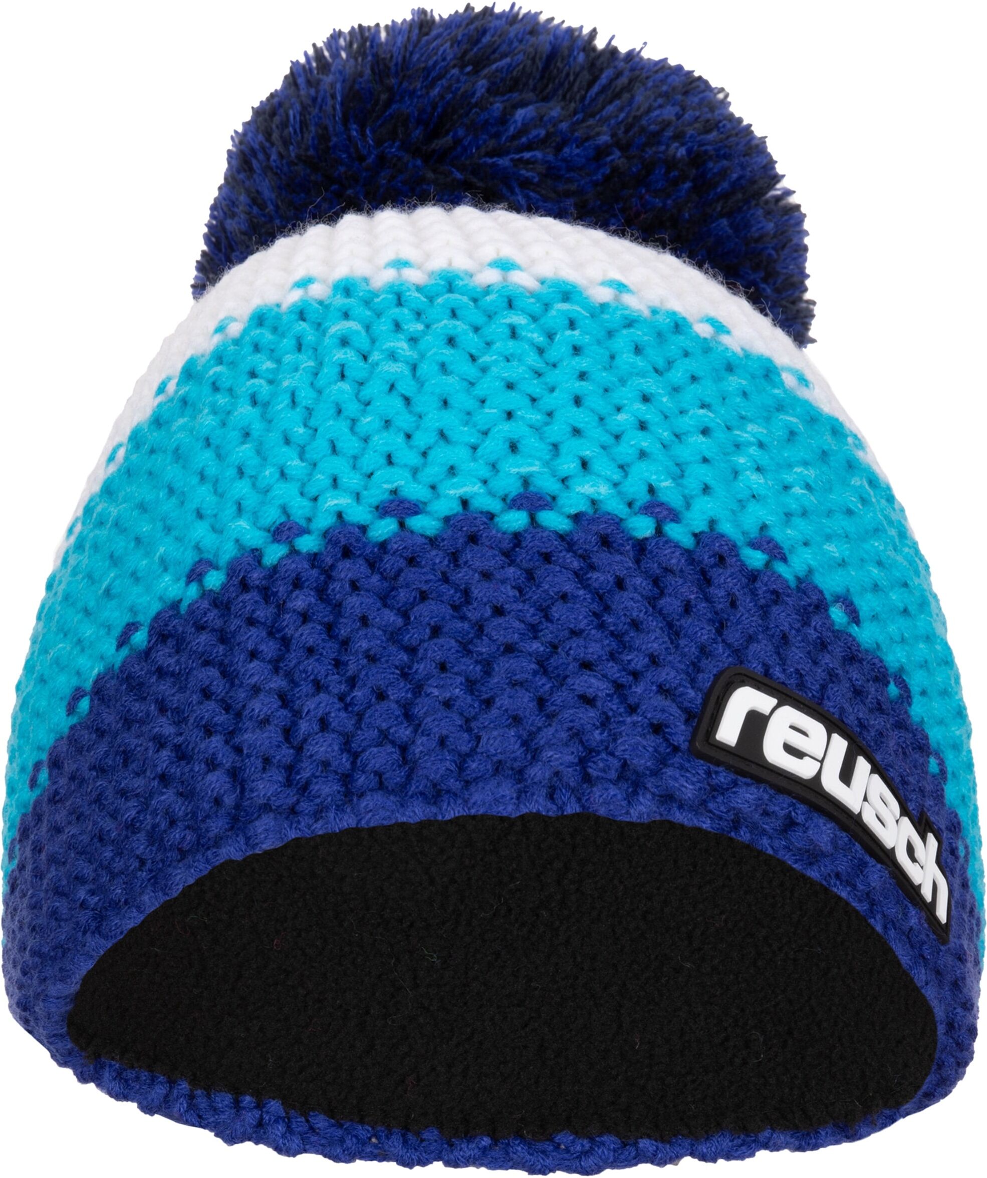 Beanie REUSCH "Reusch Mütze Enzo Beanie für Sport & Freizeit", Damen, blau (blau, weiß), 100% Polyacryl, mehrfarbig, Mützen Beanie, mit großem Bommel