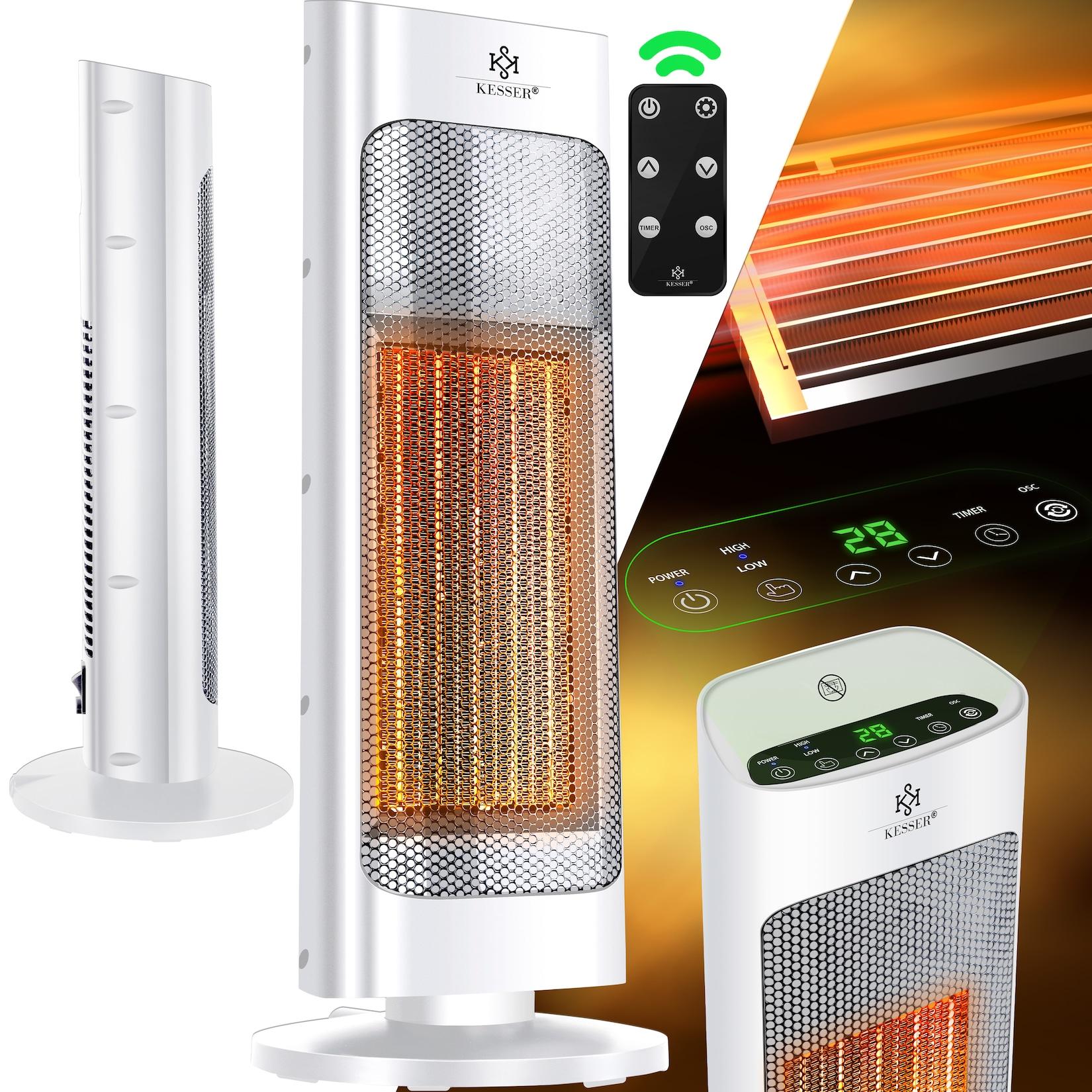 KESSER® Heizlüfter mit Fernbedienung energiesparend leise 2000W Keramik Heizstrahler Standheizstrahler 15-30°C - Schnellheizer mit 80° Oszillationsfunktion 24h Timer Heizung Turmheizstrahler