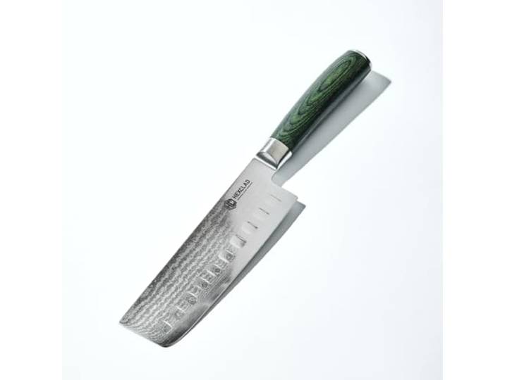 HexClad Nakiri Messer 16,5 cm – japanischer Damast, Full Tang Rostfreier Damaststahl, Full-Tang-Konstruktion, Pakkaholzgriff, Gemüsemesser für saubere Schnitte