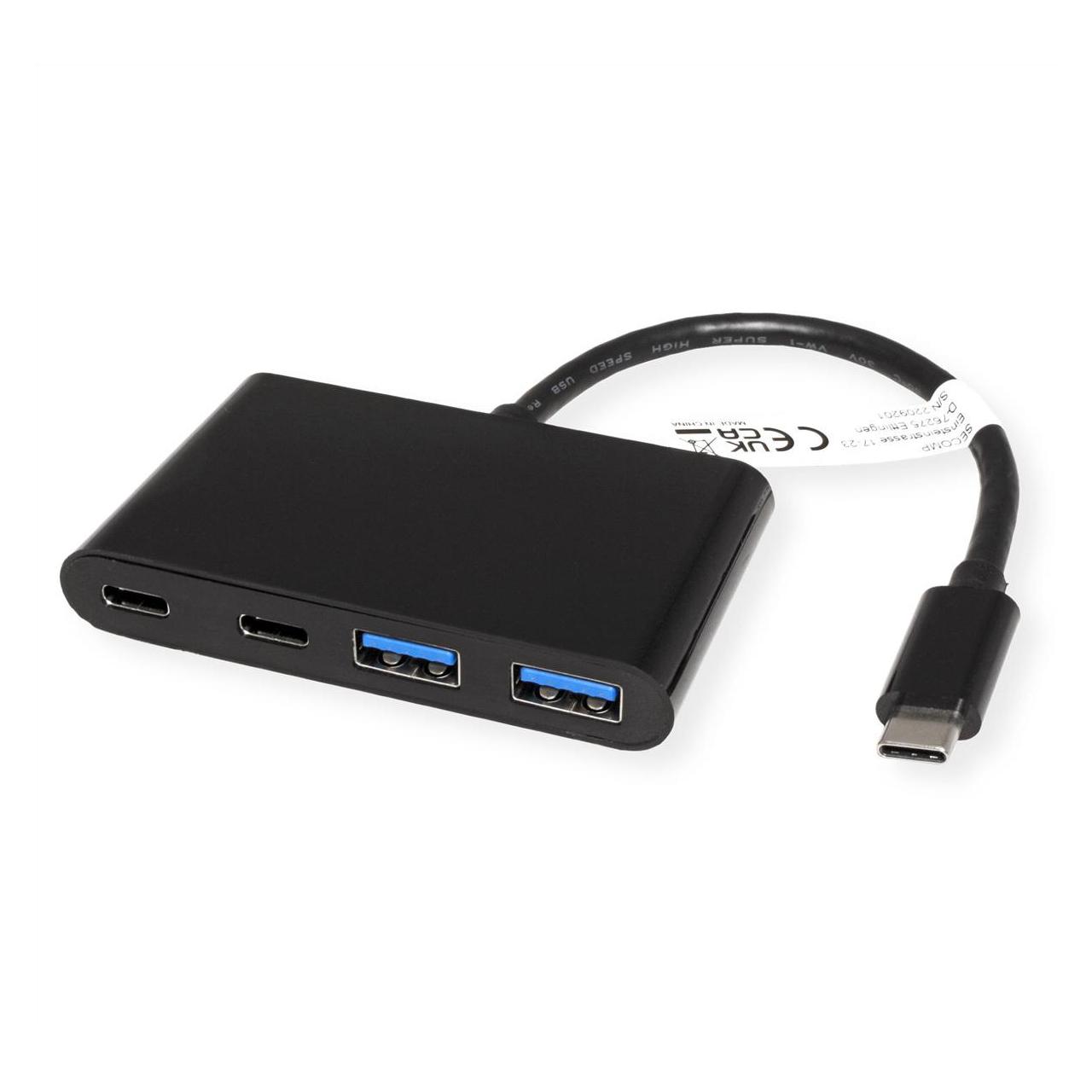Value USB 3.2 Gen 1 Hub, 4fach (2x A+ 2x C), Typ C Anschlusskabel (USB-C, 4 Ports) (14.99.5041)