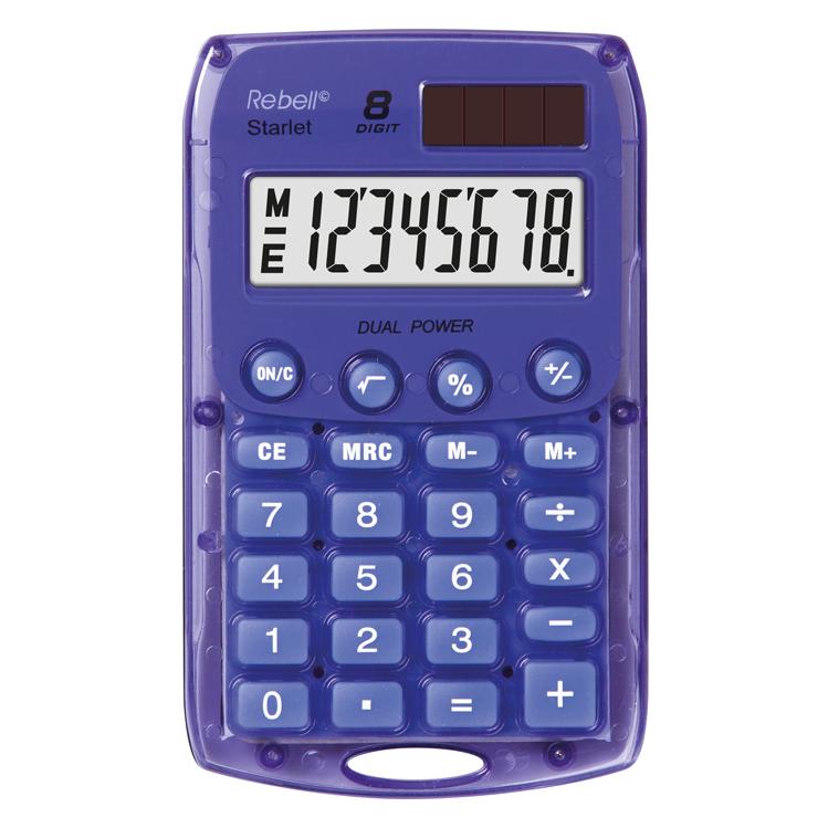 Rebell Starlet VL, Pocket, Basic, 8 digits, 1 lines, Battery/Solar, Violet (Batteriebetrieb, Solarenergie) (RE-STARLETV BX)