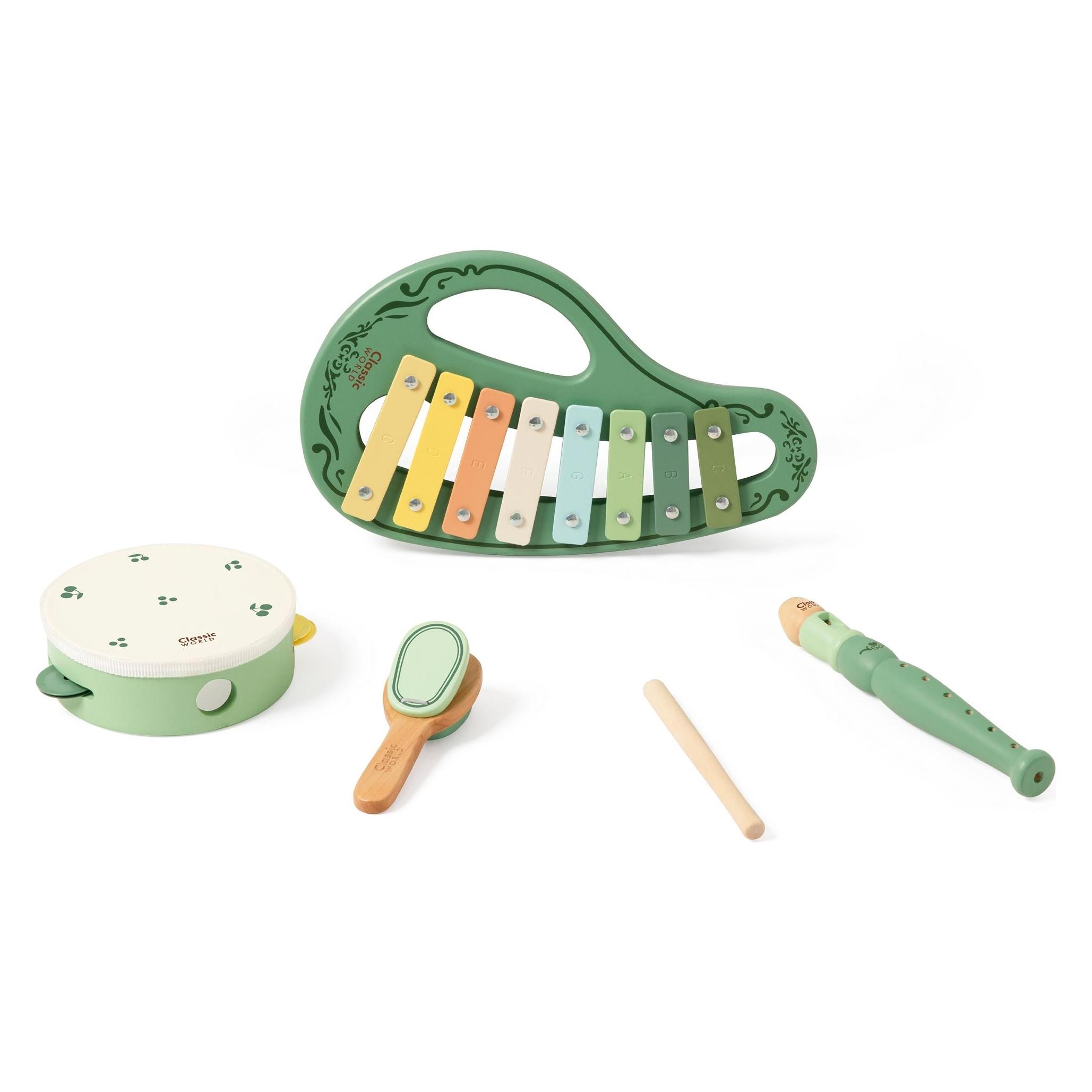 Classic World Vintage-Musikinstrumenten-Set aus Holz, 5-teilig. (Deutsch) (MCU40579)