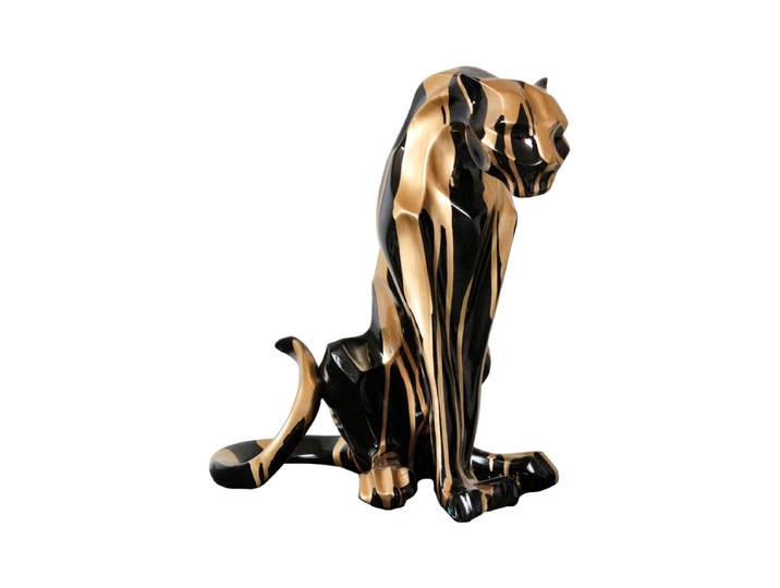 Handgefertigte Design Skulptur ,,Sitzender Panther“ 45 x 26 cm Multicolor Crea Collection