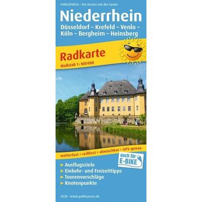 Publicpress Radkarte Niederrhein, Düsseldorf, Krefeld, Venlo, Köln, Bergheim, Heinsberg 1:100.000, Sonstige von , KOMPASS Freytag & Berndt,