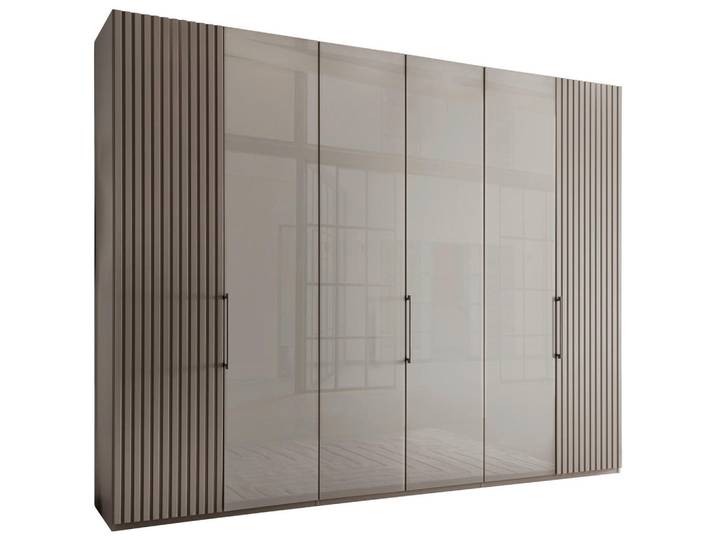 Novel Drehtürenschrank, Hellgrau, Glas, 6 Fächer, 300x236x58 cm, BQ - Bündnis für Qualität, DGM-Emissionslabel, Schlafzimmer, Kleiderschränke, Drehtürenschränke