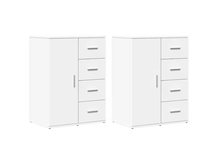 GFMGUEMV Sideboards 2 STK. Weiß Holzwerkstoff 59x39x80 cm Standschrank Feuchtigkeitsbeständig, pflegeleichte Oberfläche, viel Stauraum, kompakte Abmessung, vielseitig nutzbar