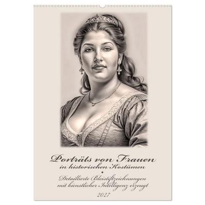 Porträts von Frauen in historischen Kostümen (Wandkalender 2027 DIN A2 hoch), CALVENDO Monatskalender