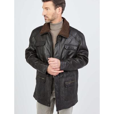 Ledermantel JCC "41607", Herren, Gr. 64, braun, Obermaterial: 100% Lammleder. Futter: 100% Polyester. Wattierung: 100% Polyester. Pelzimitat: 100% Polyester, Mäntel