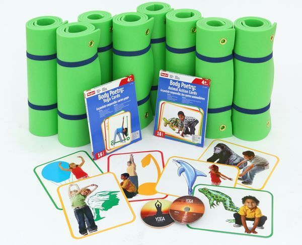 Yoga-Klassenset, 8 Gymnastikmatten, 2 Yoga-Karten