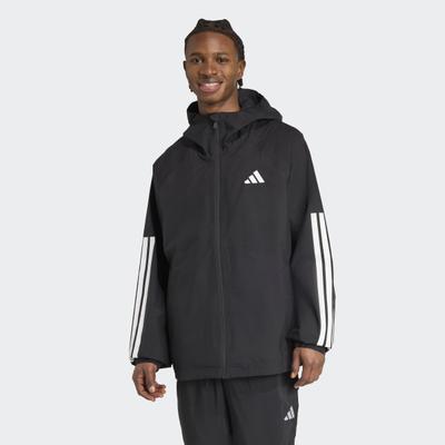 Trainingsjacke ADIDAS SPORTSWEAR "ESSENTIALS CLIMAPROOF 3-STREIFEN", Herren, Gr. S, schwarz, Obermaterial: 100% Polyester, Jacken Trainingsjacke