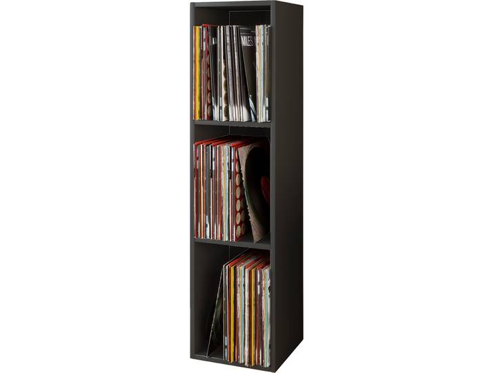 Media-Regal VCM Holz Schallplatten LP Stand Regal Platto 3fach , schwarz, B:34cm T:30cm, Regale, Media-Regal