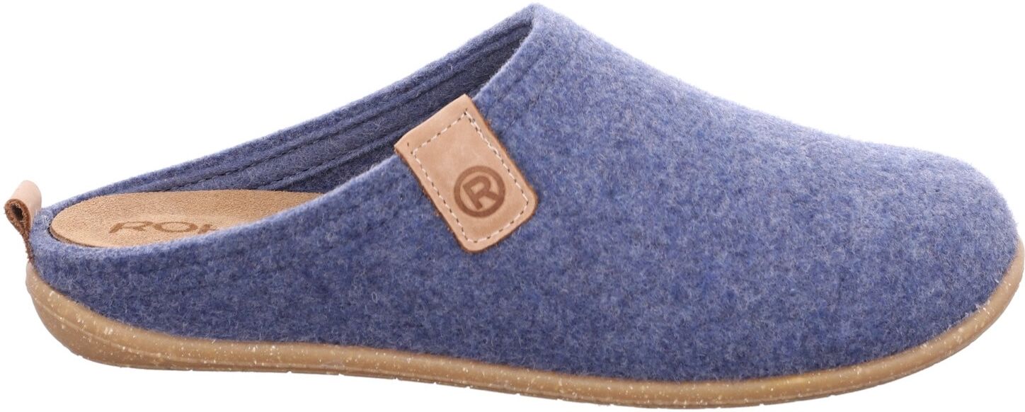 Pantoffel ROHDE "GREENYS N35", Damen, Gr. 38, Filz, blau, meliert, Schuhe Pantoffel, Hausschuh, Clog, Homeslipper mit herausnehmbarer Innensohle blau 38, Filz