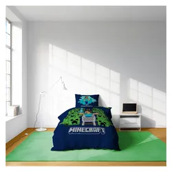 Procos, Kinderbettwäsche, Minecraft Game Over Creepers Bettwäsche 140×200 cm (200 x 140 cm, 90 x 70 cm)
