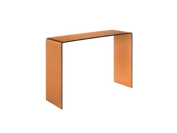 Console rectangulaire en verre trempé 110cm ambre - Glintz