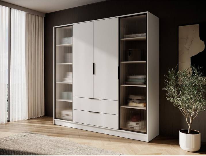 Compleo Drehtürenschrank mit Riffelglas, Modern und geräumig KALS