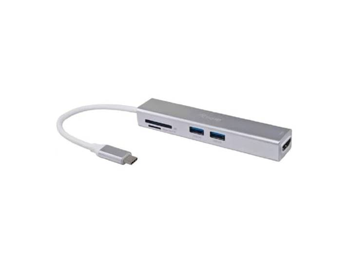 Equip 133480 Adapter USB-C / 5-in-1 USB-C Multifunctionele Adapter/HDMI / 2xUSB3.0/ SD/ 4K30Hz / 0.15m / Zilver