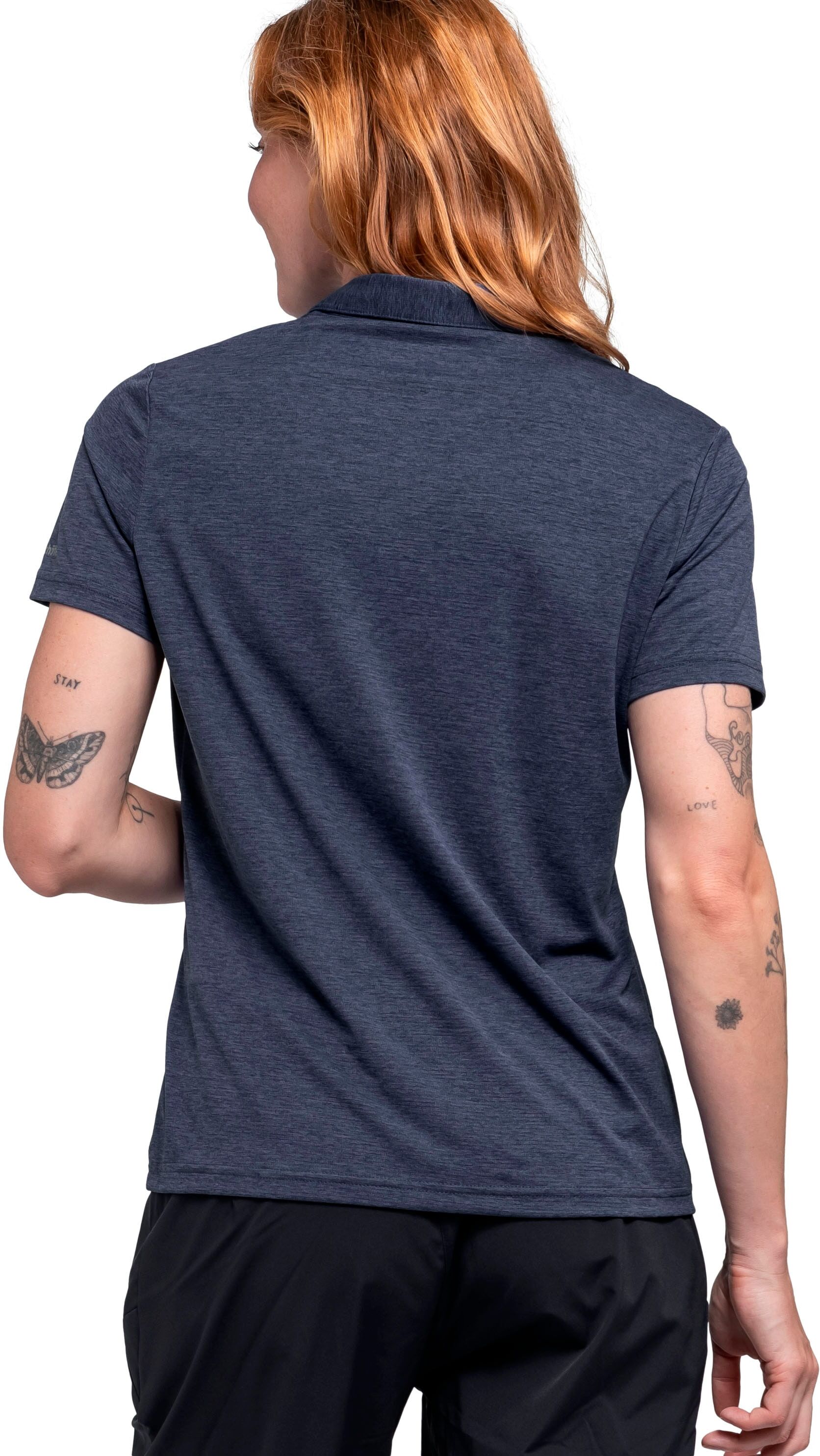 Poloshirt SCHÖFFEL "CIRC Polo Shirt Tauron L", Damen, Gr. 36, blau (navy blazer), Obermaterial: 100% Polyester, normal, Shirts Poloshirt, sportliche Passform, kurze Ärmellänge, schnelltrocknend navy blazer 36