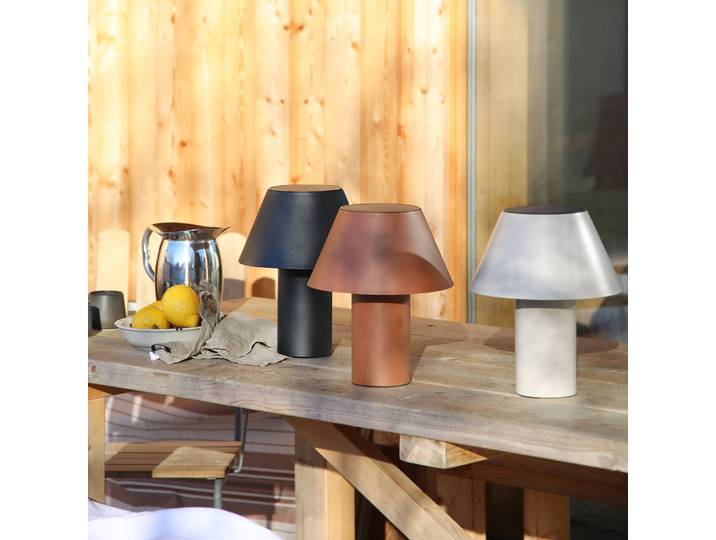 Vivo LED-Solar-Tischlampe, grau, IP44, Höhe 30 cm, dim. - Markslöjd - Skandinavisch - Metall - Einflammig