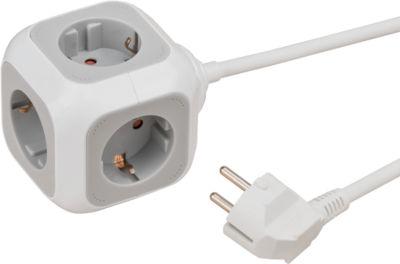 Brennenstuhl ALEA-Power Steckdosenblock, 4 Steckdosen, 1,4 m Kabel, bis 3680W, grau/weiß