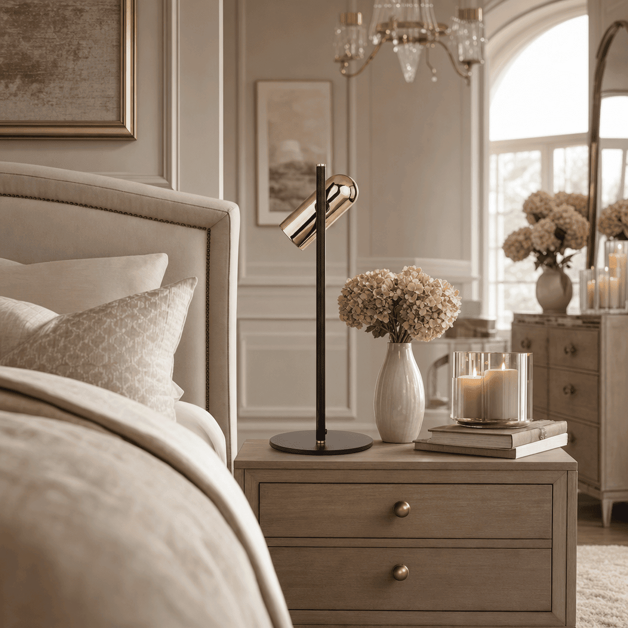 Carrara Black & Rose Gold LED Table Lamp
