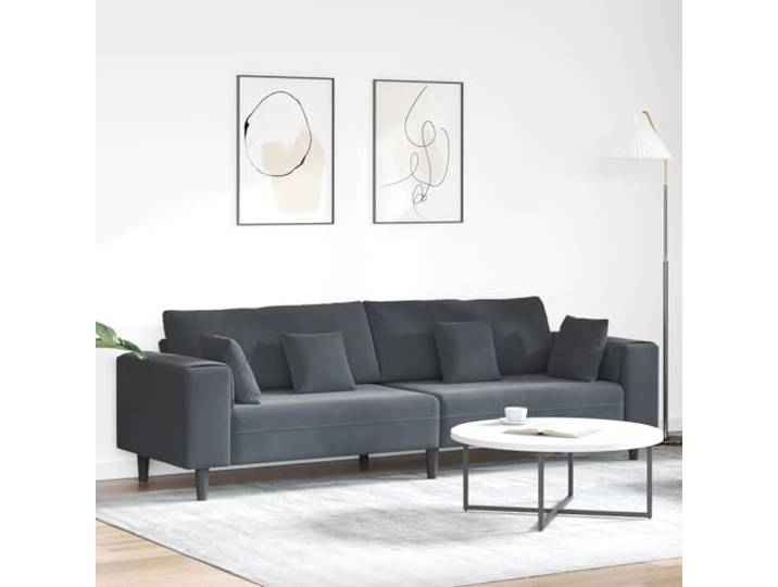 HEFZGDB Modernes Samtsofa Dunkelgrau 208 cm mit Kissen – Elegantes Wohnzimmer Sofa mit Federkern Komfort und hochbelastbarer Bauweise für stilvolle Entspannung und langlebige