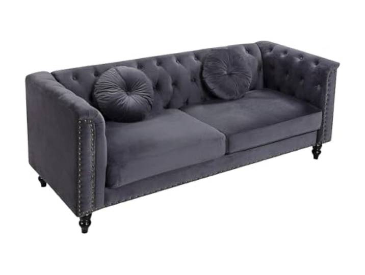Vente-unique Sofa 3-Sitzer - Samt - Anthrazit - Turner