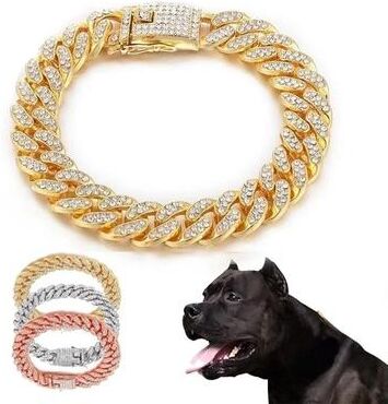 Inspire Essentials Luxury Rhinestone Dog Chain Collar For Stylish Pets 1 19.69in