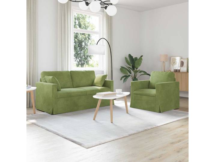 vidaXL Sofa Set 2 stk. Hellgrün Samt
