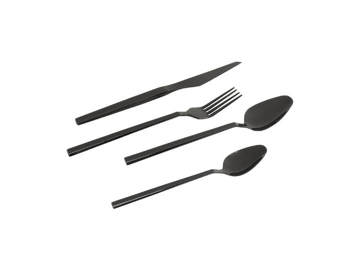 Besteck-Set KARE DESIGN Adella, 16-teilig , schwarz, 16, Edelstahl, Essbesteck-Sets, Besteck-Set