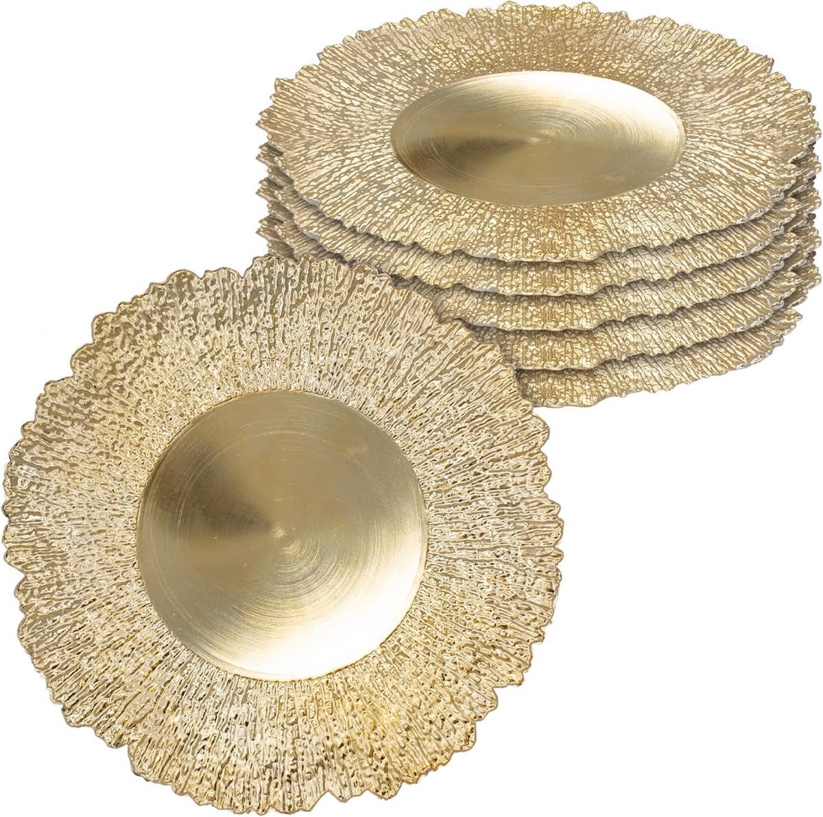 Set van 6 Grote Ronde Gouden Decoratie Borden voor Tafeldecoratie en Kaarsenplateau