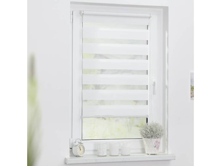 Store enrouleur jour nuit Piasek II 90 x 150cm Blanc