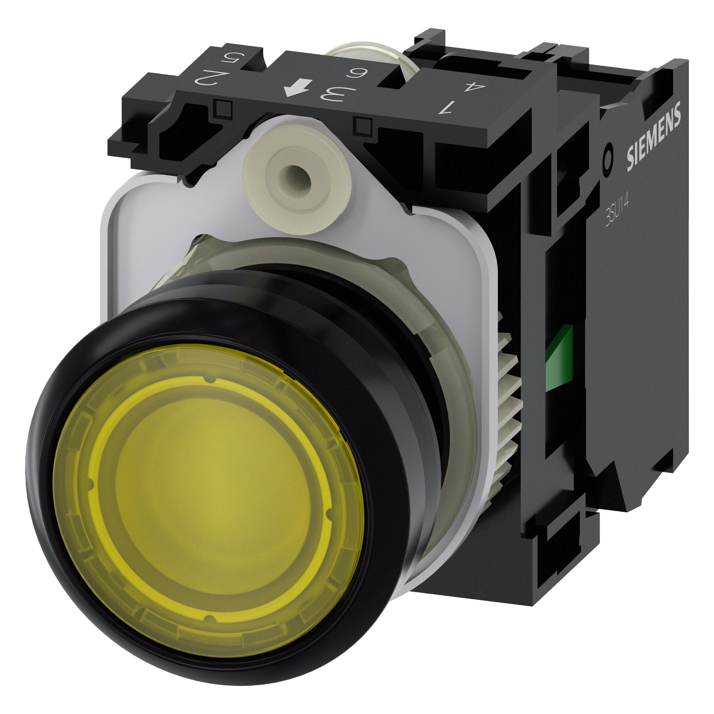 Siemens Ill pushbutton 22mm yellow 1NO (3SU1102-0AB30-1BA0)