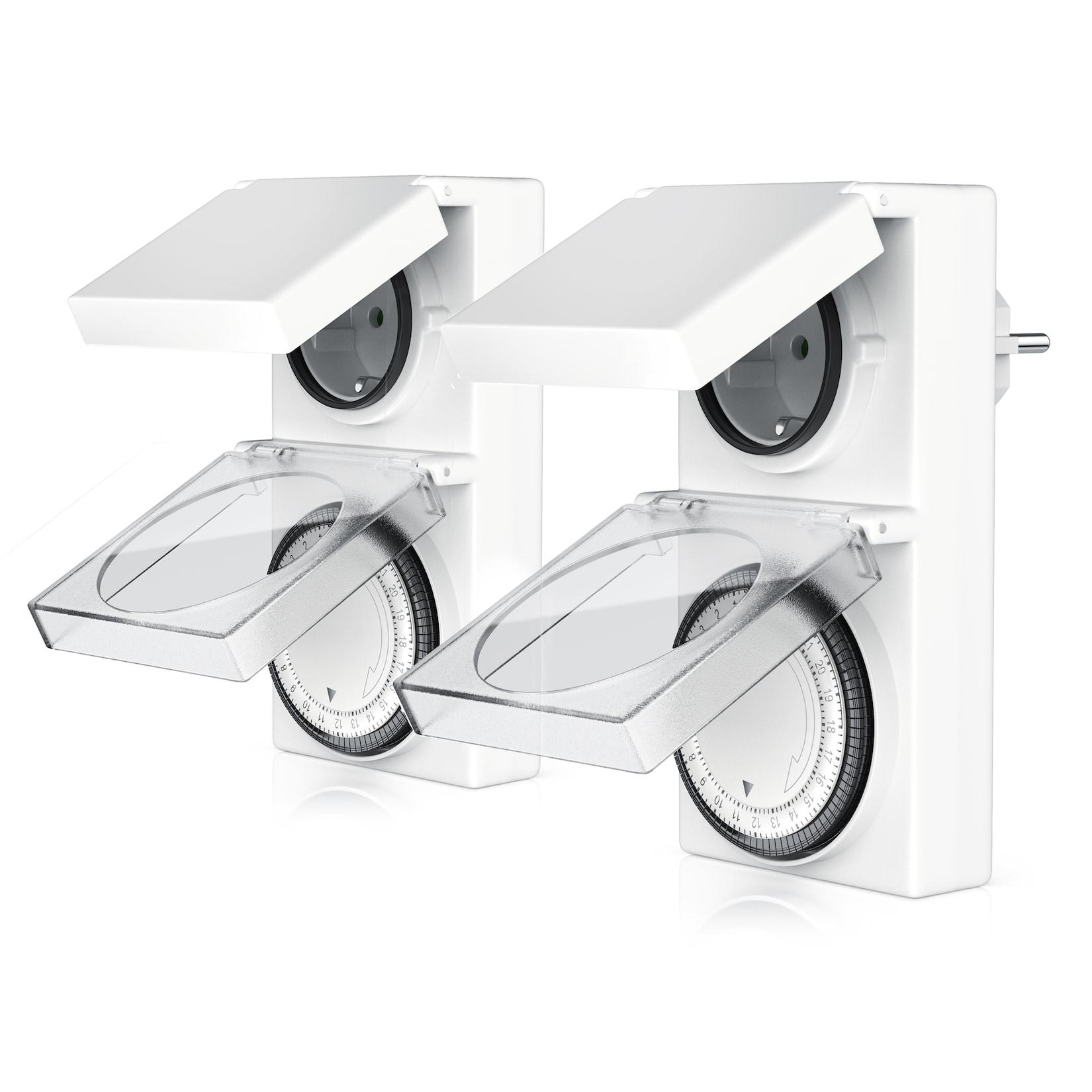 BEARWARE Zeitschaltuhr Mechanischer Outdoor Timer, 96 Segmente, für Innen & Außen, 3680W, mechanisch, 15-Min-Intervalle, spritzwassergeschützt, dt
