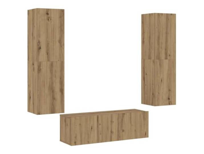 hliofuir TV-Wandschrank 3er-Set Schwebend Hängeboard Artisan-Eiche Platzsparende Wandmontage für Wohnzimmer oder Gästezimmer mit flexibel wechselbarem Türanschlag und 60 kg Tragkraft.