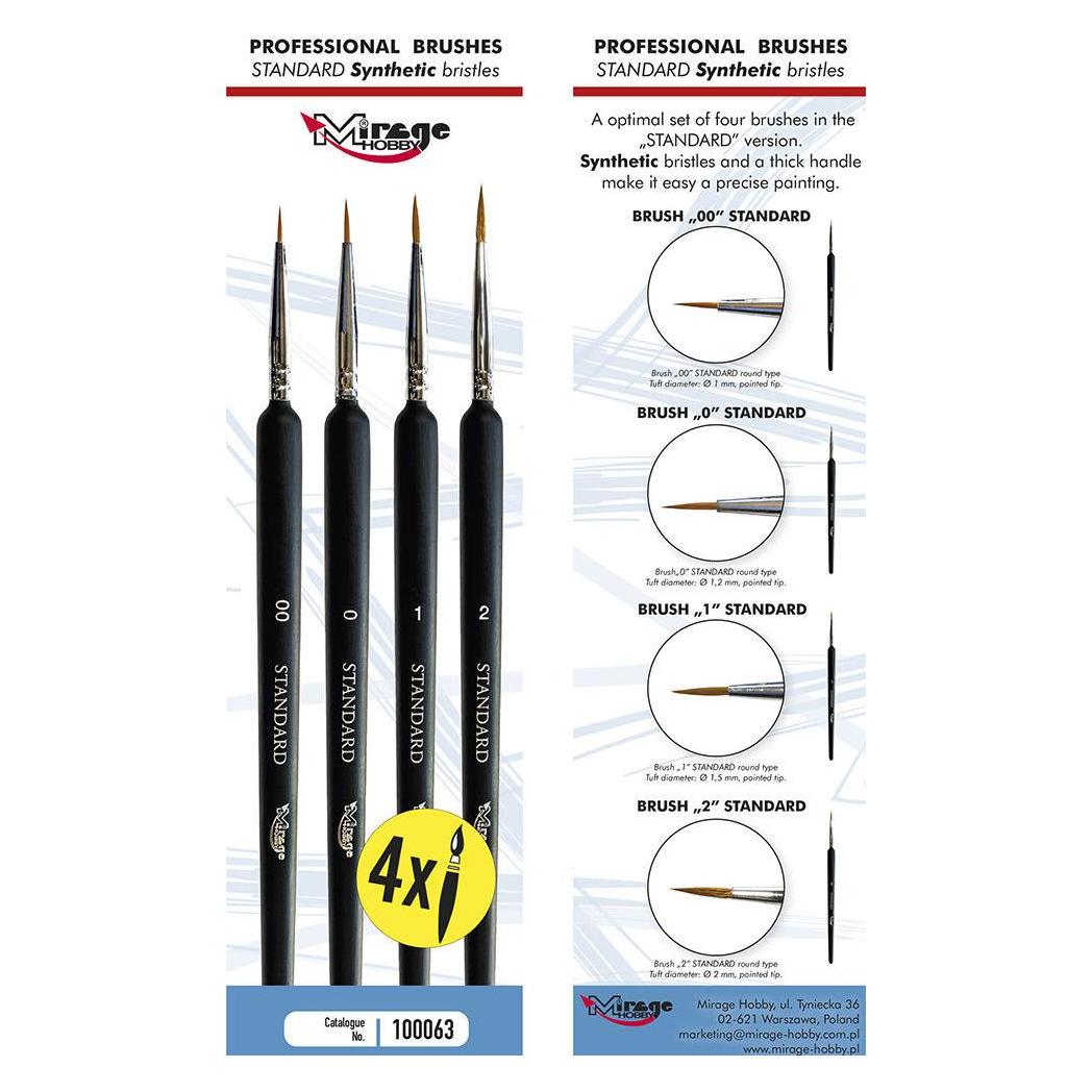 Mirage Hobby MIRAGE BRUSH SET of Standard of 4 brushes in sizes:00, 0, 1, 2 (hair:synthetic (100063)