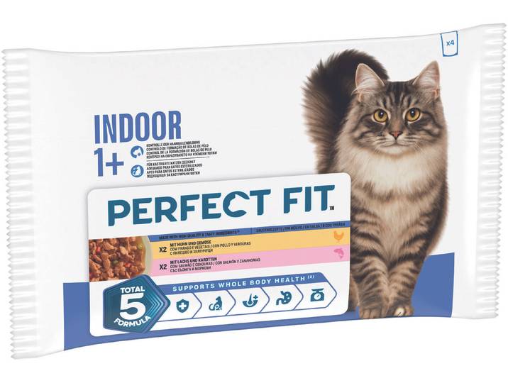 Perfect Fit Cat Indoor 1+ Huhn & Lachs 4x85g