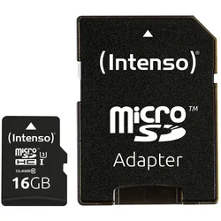 Intenso - Flash-Speicherkarte (microSDHC/SD-Adapter inbegriffen) - 16 GB - UHS C...
