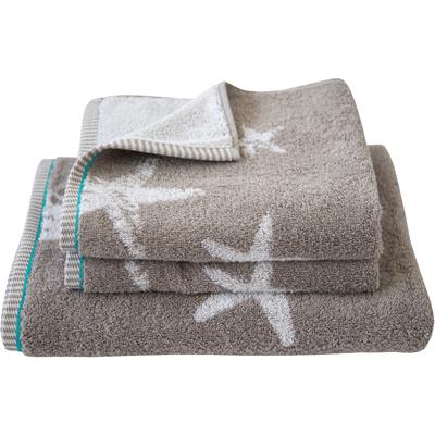 Handtuch Set DYCKHOFF "Maritim, Starfish", grau (kiesel), 3 Stk., Frottier, Frottier, Obermaterial: 100% Baumwolle, Handtuch-Sets, 2 Handtücher (50x100cm), 1 Duschtuch (70x140cm)
