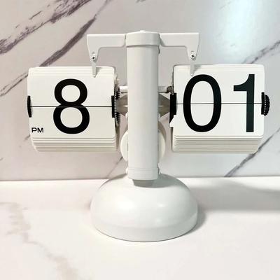 Uplift Picks Vintage Automatic Flip Down Desk Clock With Quartz Movement pure White